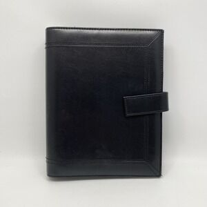 Day-Timer Black Faux Leather 9x7 Personal Planner 7-Ring Binder Organizer‎ Folio